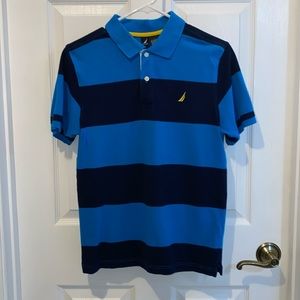 Nautica short sleeve striped cotton polo for boys sized large (14/16)